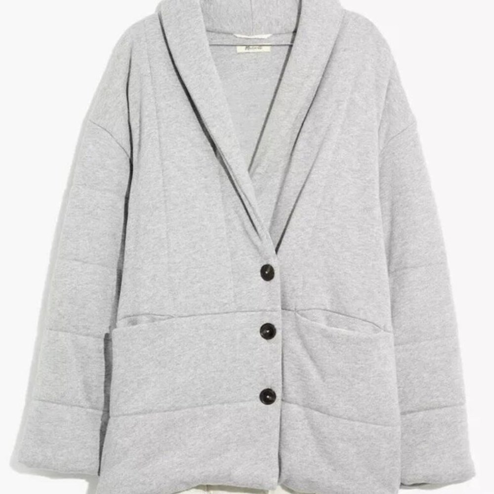 Madewell SWEATSHIRT PUFFER COAT swuffer coat gray size Small EUC